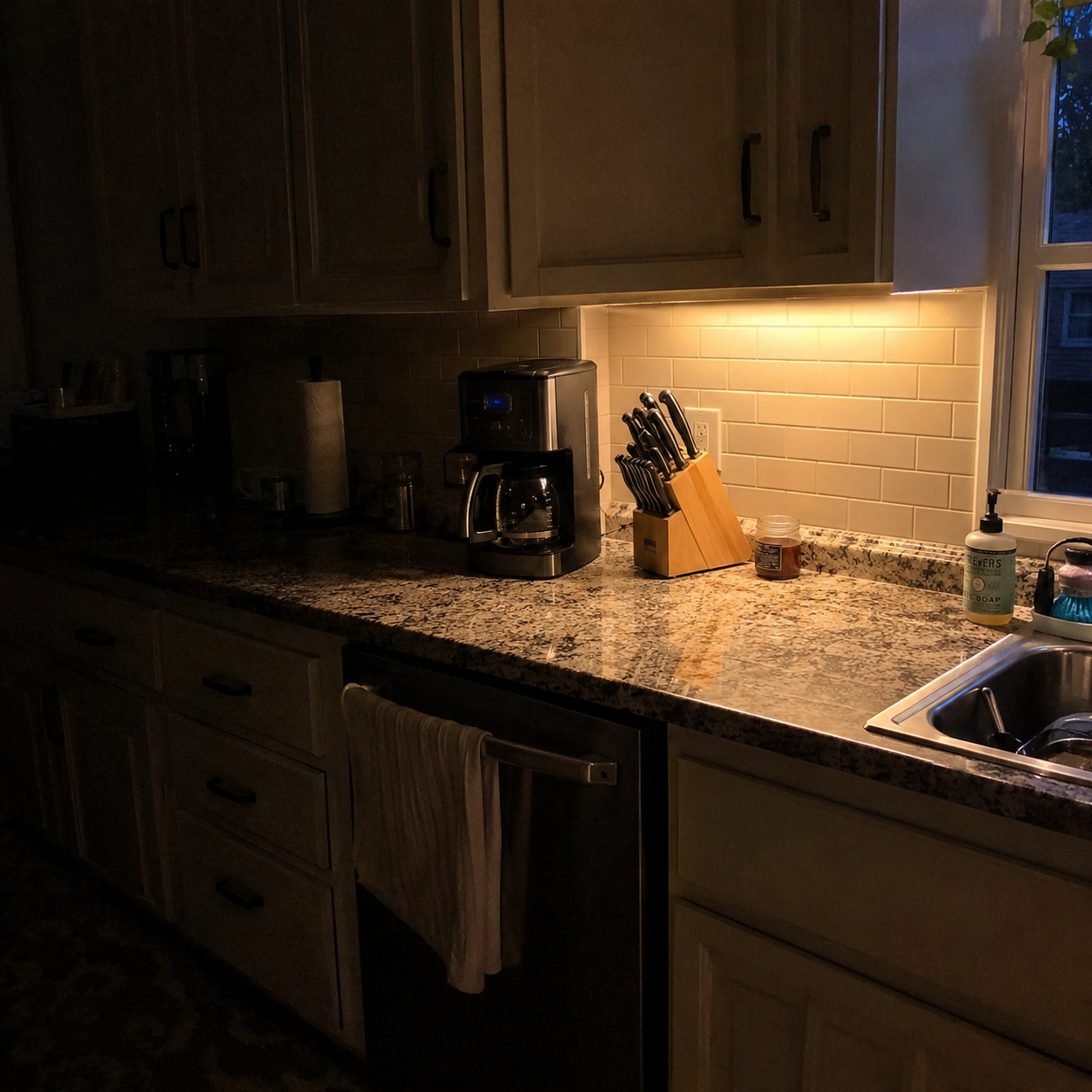 Under-cabinet lighting installation in a Fort Mohave AZ kitchen by Handyman by JJR